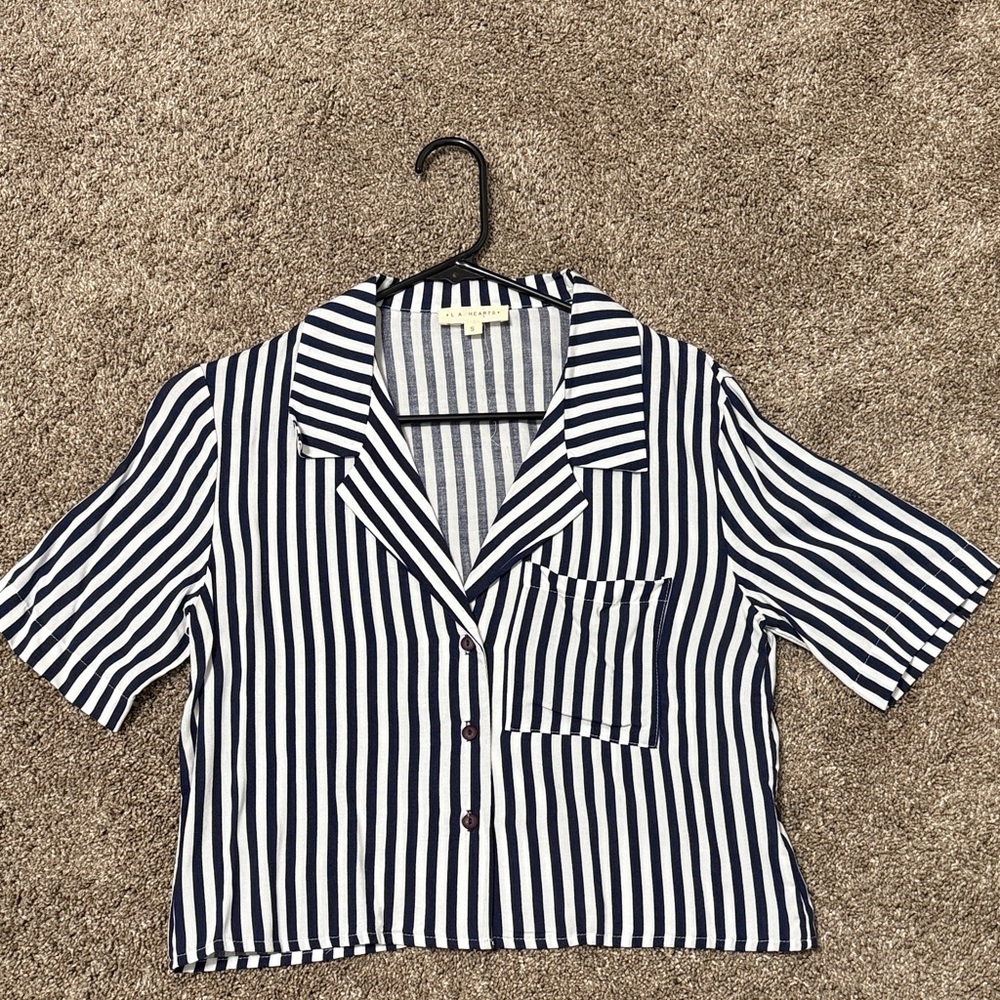 Striped Short Sleeve Button-Up Shirt